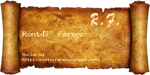 Rontó Ferenc névjegykártya